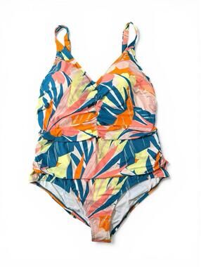 Jantzen One Piece Swimsuit Paradise Palms Tropical Floral Size 24W